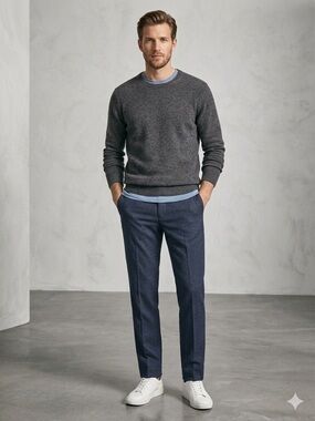 Massimo Dutti Cotton Textured Pants Navy Casual , size 31